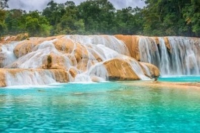 a blue pool of water