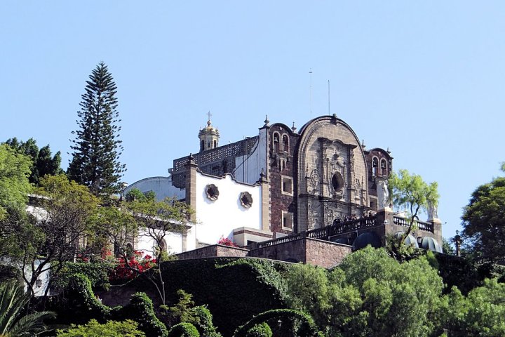 a small clock tower in the background