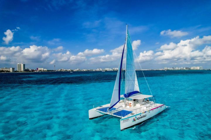 a small boat in a large body of water
