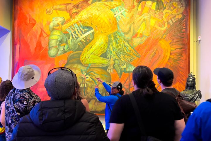 a group of people in a room