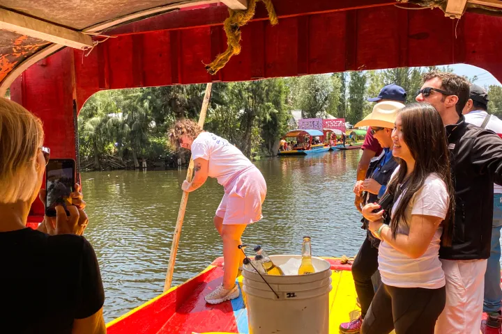 a group of people that are standing in the water