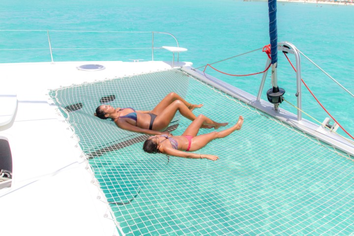 a woman in a pool of water