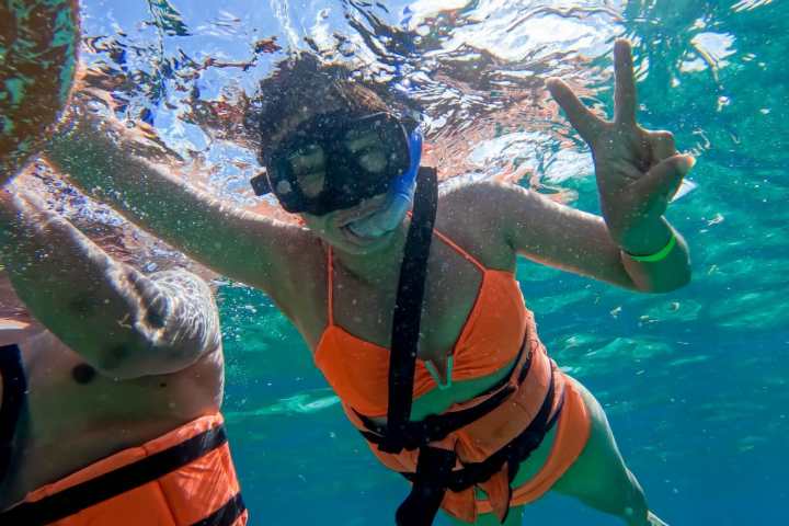 a person swimming in the water