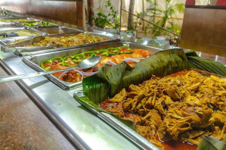 a tray of food on a table