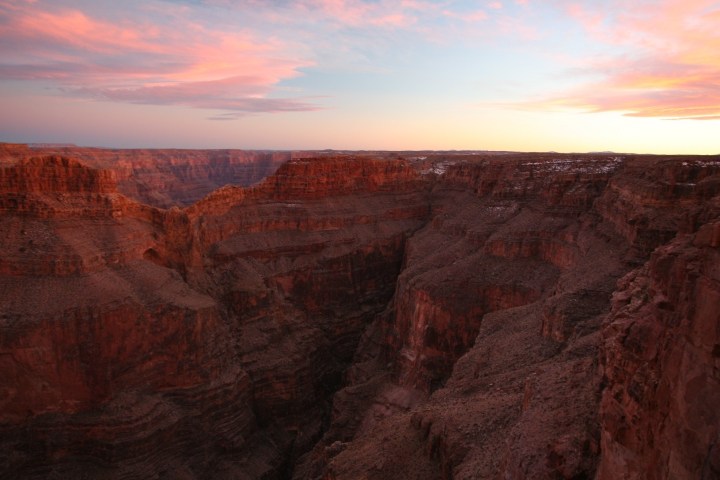 a canyon with a mountain in the background