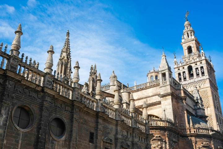 a large stone building with a clock tower