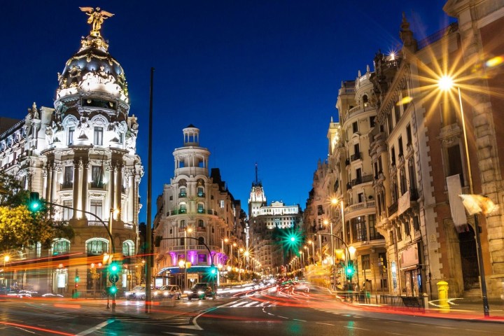 a lit up city at night