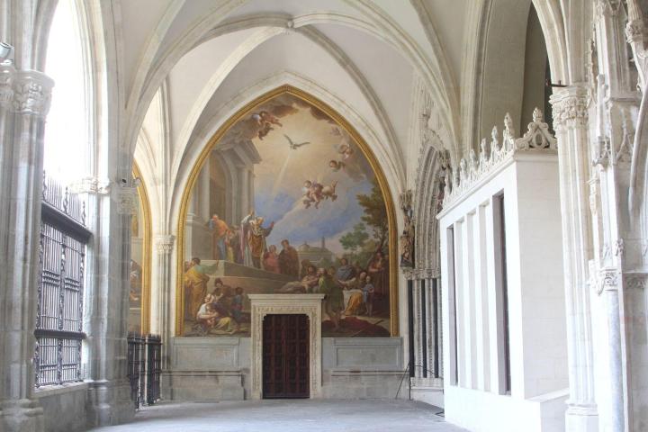 a fire place sitting in front of a building