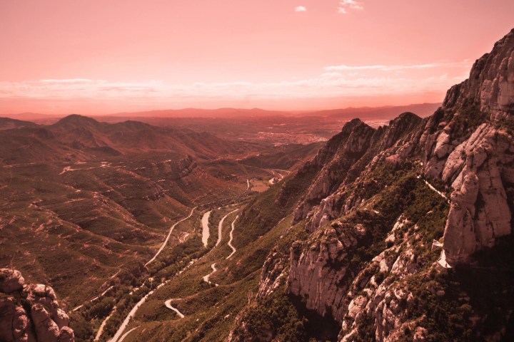 a canyon with a mountain in the background