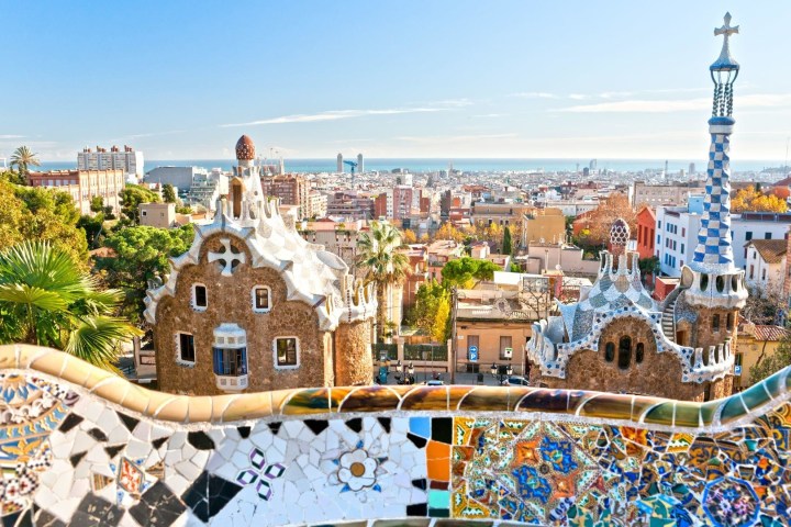 a group of people in Park Güell