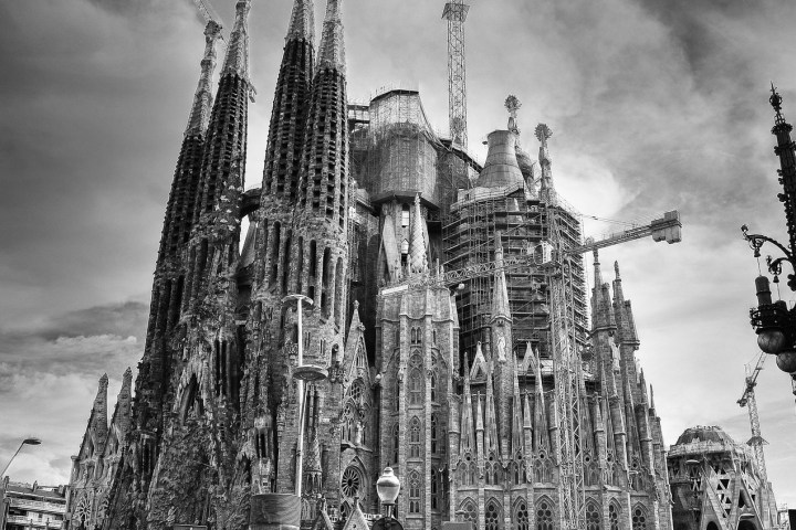 a group of people riding on the back of a church