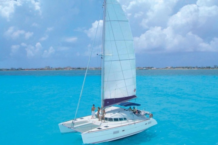 a small boat in a large body of water