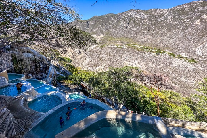 a man in a pool of water