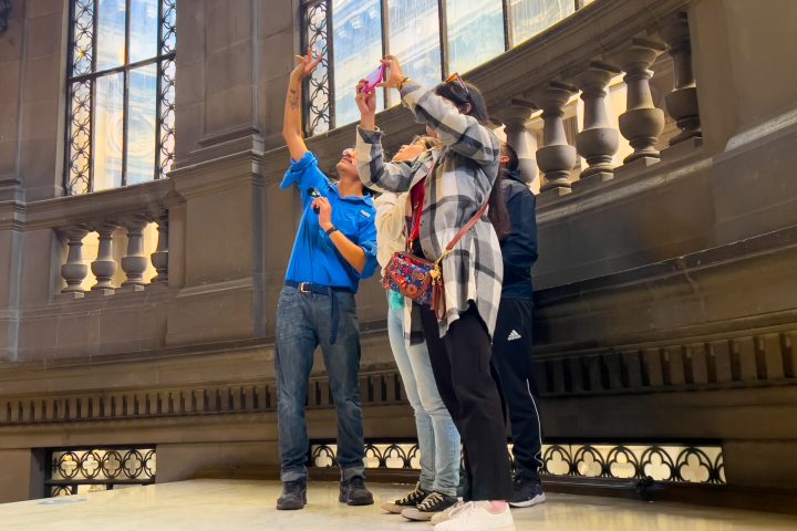 a person standing in front of a building