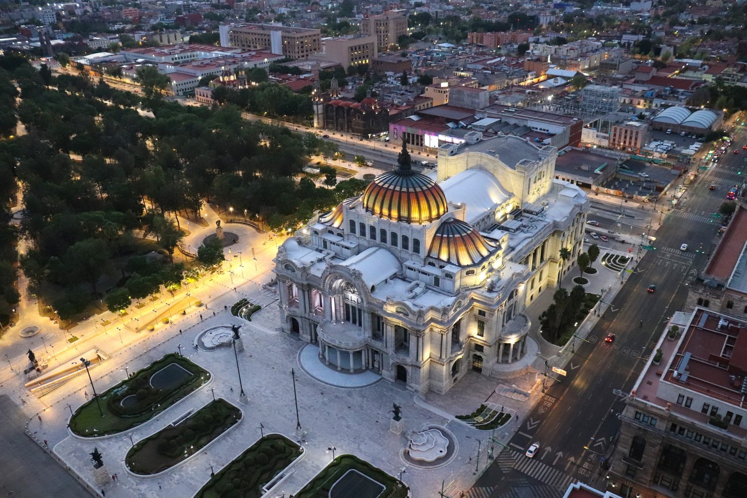 an aerial view of a city