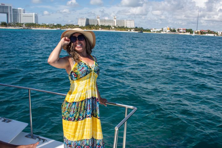 a woman talking on a cell phone in the water