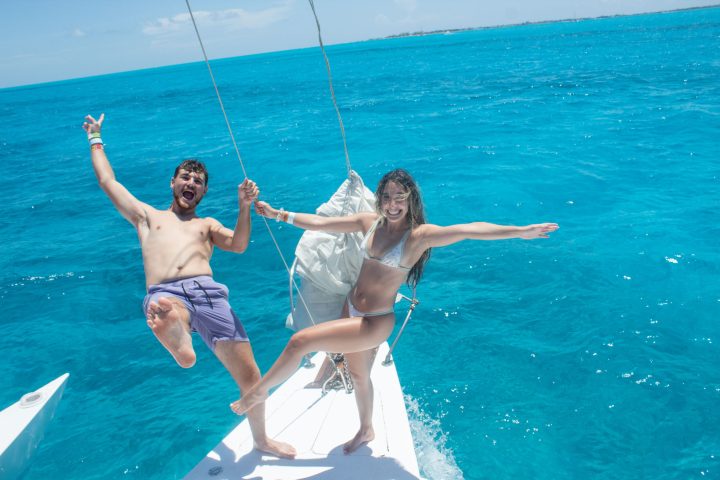 a person in a pool of water