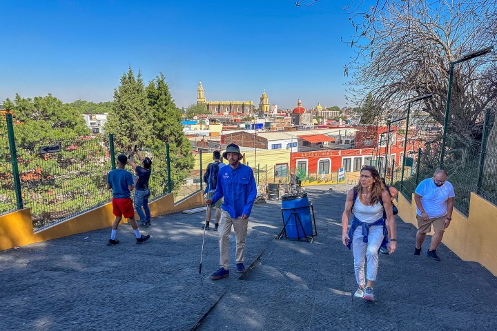 a group of people in a park