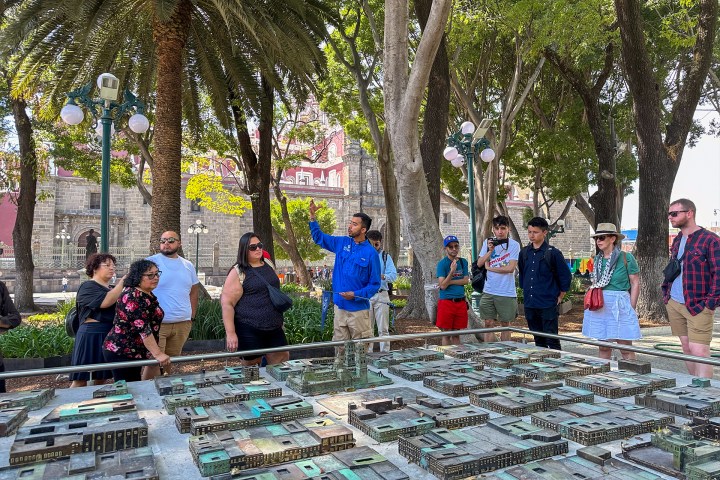 a group of people in a park