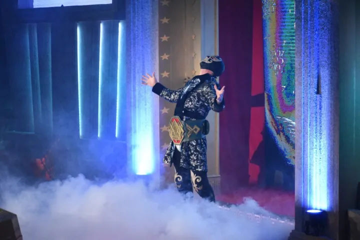 a person standing on a stage