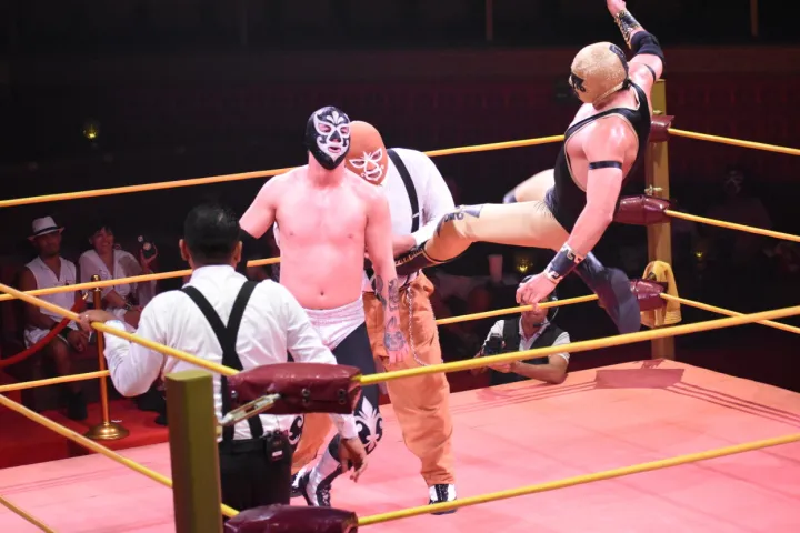 a group of people on a court