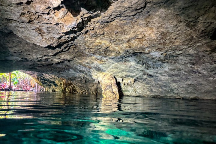 water next to the rock