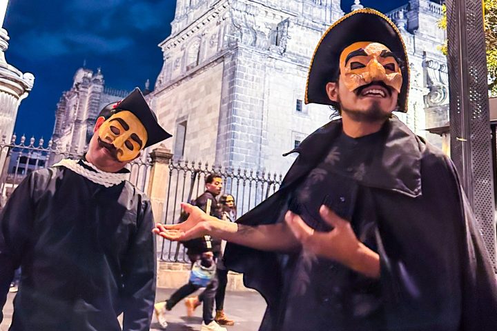 a person standing in front of a building