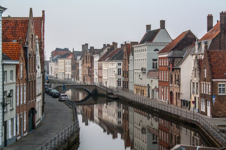 a narrow river in Bruges