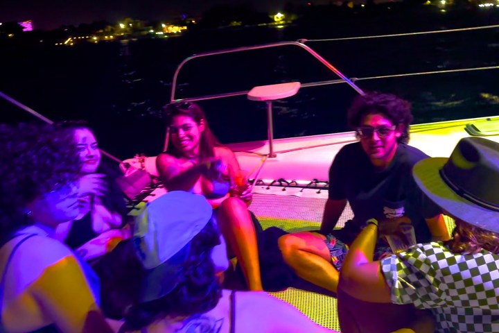 a person sitting on a stage