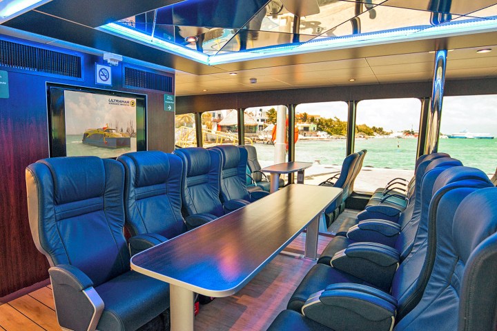 a blue chair in a room