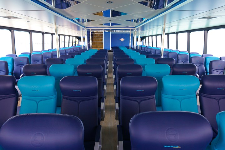 a blue chair in a room