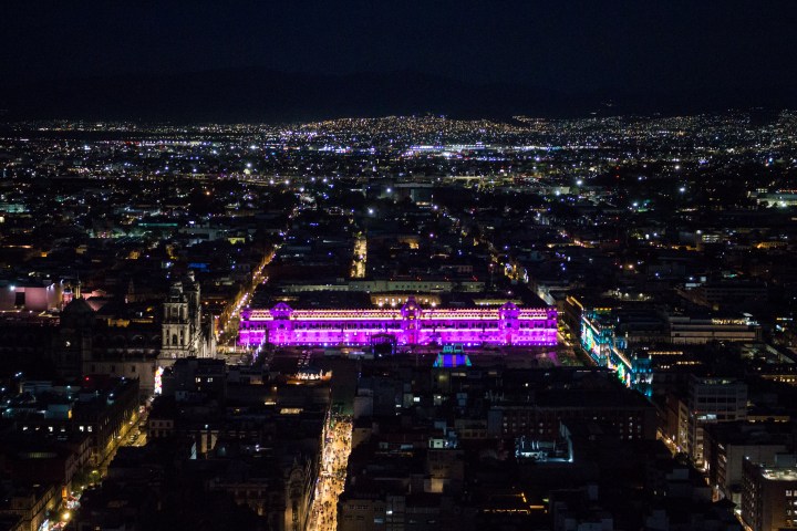 a view of a city at night