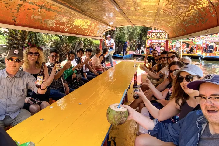 a group of people sitting at a table