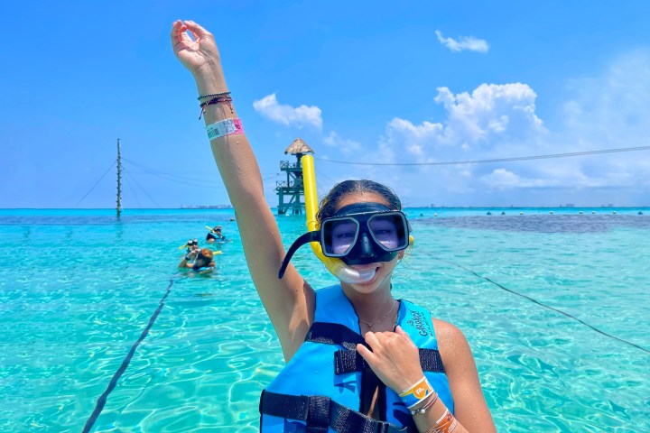 a person swimming in a body of water