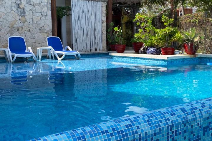 a blue pool of water